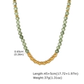 Detail of green stone and gold stainless steel beads necklace with 0.65cm bead size - Green Beaded Necklace (NC-2546G03)