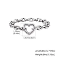 Bracciale a catena in acciaio inossidabile argento con chiusura a cuore e maglie - Bracciale Argento (BR-2647S)