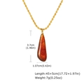 Detailed view of amber resin teardrop necklace with golden bead chain and size specs - Amber Teardrop Pendant Necklace (NC-2489G)