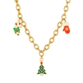 Goldene Weihnachtskette mit Zuckerstange, Weihnachtsbaum und Schneeflockenhandschuh - Weihnachtsbaum Zuckerstange Handschuh Stil (NC-2632G02)