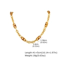 Detail van amberkleurige hars schakels op 18K vergulde roestvrijstalen ketting met maten - Ketting (NC-2475G)