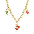 Goldene grobe Gliederkette mit Weihnachtsmann, Zuckerstange und roten Handschuhanhängern - Weihnachtsmann Zuckerstange Handschuh Stil (NC-2632G03)