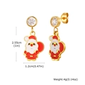 Detailed view of Santa Claus earrings with cubic zirconia and red enamel finish - Santa Claus Style (ED-986G)