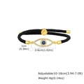 Detail view of evil eye braided bracelet with dimensions and adjustable size markers - Black (PBR-288G03)