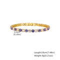 Detail of 19cm gold tennis bracelet with blue evil eye beads and clear cubic zirconia - 17cm / Gold