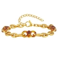 18K vergoldetes Edelstahlarmband mit bernsteinfarbenen Harzgliedern und Karabinerverschluss - Armband