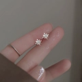 Pendientes de estrella de ocho puntas plateados con micro-pavé de cristales brillantes - Plateado