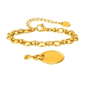 Women's 18K gold-plated stainless steel chain bracelet featuring an oval K18 engraved tag - Classic Round Link Style (BR-2717G) / Gold