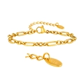 18K gold plated stainless steel paperclip chain bracelet with oval tag and K18 hallmark - Basic Paperclip Chain Style (BR-2718G) / Gold