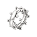 Anillo minimalista de acero inoxidable plateado con detalles de cuentas pulidas y acabado liso - Talla EE. UU. 10 / Color acero