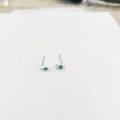 Mini S925 silver candy stud earrings with green zircon stones for women and girls - Emerald