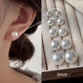 Elegante conjunto de pendientes de perlas blanco crema de 8mm para mujer - US 8 / Blanco
