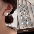 Pendientes de perlas blancas de 14mm con acabado minimalista de alto brillo para mujer - US 14 / Blanco