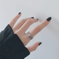 Anillo abierto plateado retro con caritas y estrellas caladas en dedo de mujer - Abierto Ajustable / Estilo de Estrella Sonriente Hueca (1213)