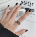Anillo minimalista de plata multicapa para mujer usado en el dedo índice con estilo - Abierto Ajustable / Estilo Combinado de Anillos Finos de Bucles Múltiples (1097)
