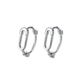 Boucles d'oreilles trombone minimalistes en argent S925 avec design à maillons ovales - Tige en argent 925 / Paire d'argent