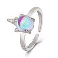 Adjustable S925 silver unicorn ring featuring a radiant purple and green moonstone inlay - Unicorn Style / Adjustable Open / Silver