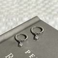 Pendientes de aro plateados con gotas de cristal en forma de pera de estilo minimal - 2897 Colgante Plateado
