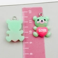 Detailed view of 3cm mint green resin bear charms with LOVE heart for DIY jewelry making - Green (24494)