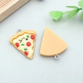 Macro view of detailed resin pizza pendants with metal rings for DIY jewelry making - Yellow Resin Triangle Expression Pizza (17079)