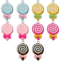 Lot de dix pendentifs sucettes en résine colorée avec nœuds et anneaux pour bijoux DIY - Multicolore