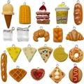 19pcs colorful resin food pendants including pizza and cake charms for DIY jewelry making - Mixed 20Pcs Simulation Food Popcorn Burger Cake (SN1542)