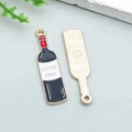 Detailed macro view of the alloy wine bottle pendant with Lafite 1982 enamel design - Enamel Wine Bottle (13526)