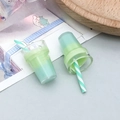 Miniature resin bubble tea pendants in gradient green and blue with striped straws - Green Milk Tea Cup Style (24296)