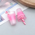 Pink gradient resin bubble tea cup pendants with striped straws for DIY jewelry - Rose Red Milk Tea Cup Style (24297)