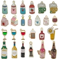 Bunte Emaille-Anhänger für Getränke und Weinflaschen für DIY-Schmuck - Gemischte 25 Stile Lebensmittel & Getränke Serie (SN1557)