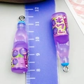 Miniature purple resin beverage bottle pendants with ruler for size reference - Small Bottle Style (24647) / Transparent Purple