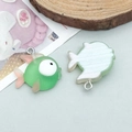 Green resin tropical fish charm with orange fins and metal ring for DIY jewelry making - Green Cartoon Tropical Fish (24655)