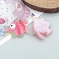 Pink cartoon tropical fish resin charm with silver ring for DIY jewelry making - Red Cartoon Sharpnose Tropical Fish (24657)