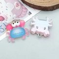 Resin crab charms with pink and blue gradient pearl finish and silver metal ring - Purple Lake Blue Cartoon Crab (24661)