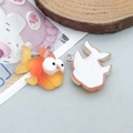 Vibrant orange resin goldfish pendant charm with metal ring for DIY jewelry making - Orange Yellow Cartoon Big Eye Goldfish (24662)
