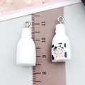 Mini resin milk bottle charms for DIY jewelry with cute cow print and measurement scale - Cow Print Milk Bottle (23952)