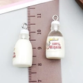 Miniature resin white milk bottle pendant with metal ring for DIY jewelry making - Transparent Organic Milk Bottle (24076)