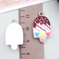 DIY white resin ice cream popsicle pendant with colorful sprinkles and heart accents - Heart Ice Cream Popsicle (24298)