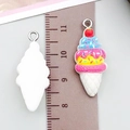 Three-layer colorful ice cream cone resin pendant with silver loop for DIY jewelry - Strawberry Cone (24492)