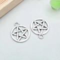 Antik-silberne Pentagramm-Sternanhänger aus Legierung für DIY-Schmuckherstellung - Runder Hohler Kleiner Pentagramm-Stil (4085) / 1 Stück (17x20mm) / Antiksilber