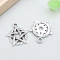 Antike silberne hohle Sternanhänger aus Legierung für DIY Schmuckherstellung - 1 Stück/Packung (18x19mm)