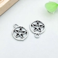 Antiksilberne Stern-Anhänger für DIY-Schmuck mit offenem Pentagramm-Design im 2er-Set - 1 Stück (13x16mm)
