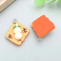 Resin toast bread pendant with metal loop for DIY jewelry in orange and white color - Orange Resin Square Toast (17081)