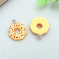 DIY yellow resin donut charms with colorful sprinkles and silver metal hooks for jewelry - Yellow Resin Round Donut (17186)