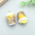 Popcorn shaped resin pendants with silver metal rings for DIY jewelry making - Yellow Resin 3D Snack Popcorn (23936)