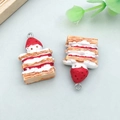 Resin strawberry mille-feuille cake pendants for DIY jewelry with metal loop rings - Red and White Resin Strawberry Napoleon Cake (24111)