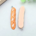 Miniature resin French baguette pendant with metal ring for DIY jewelry making - Yellow Resin Baguette (24641)