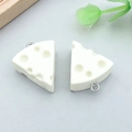 DIY jewelry charm featuring two resin triangular cheese slices with silver metal hooks - Milk White Resin Triangle Cheese (24650)