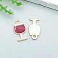 Red wine glass charm pendant made of enamel alloy for DIY jewelry bracelet making - Enamel Wine Glass (13525)