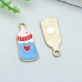 Pink and blue enamel baby bottle pendant charm with red heart for DIY jewelry making - Baby Bottle (17526)